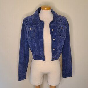 Vintage  Y2K Live a Little Cropped Suede Jean Jacket